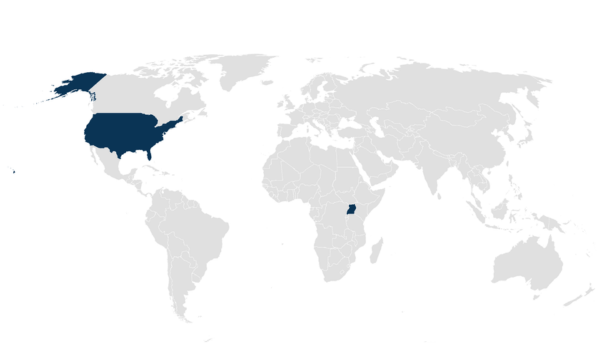 World map with project locations. Full list below.